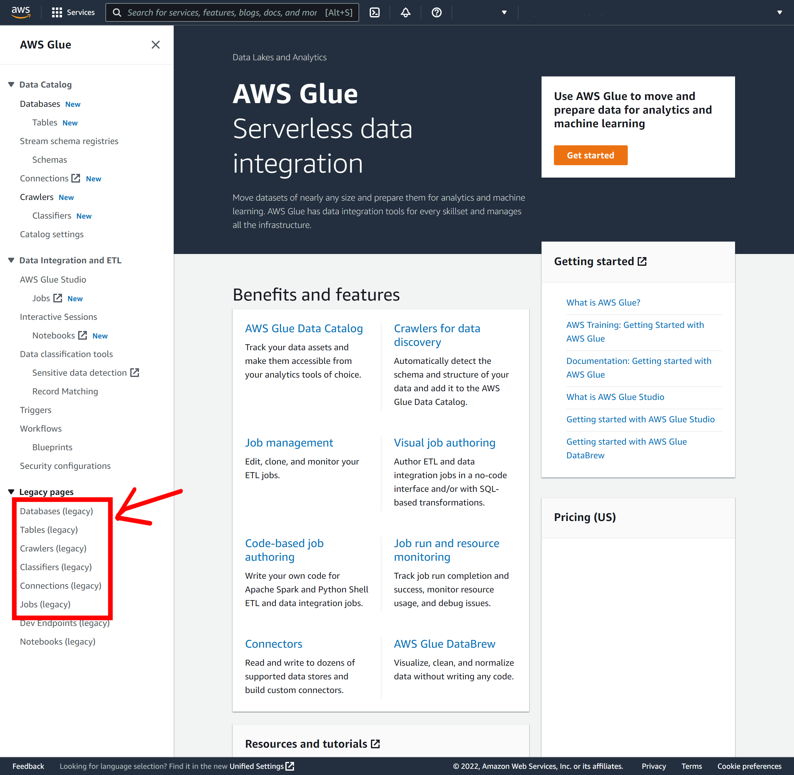 Aws Glue Console