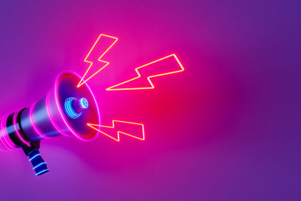 Neon Megaphone With Lightning Bolts