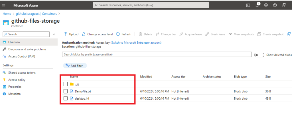 Azure Container File Uploaded