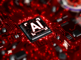 AI technology with red background
