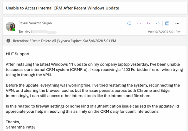 Sent Email