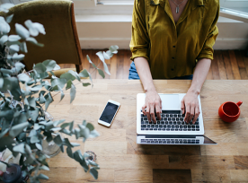 Woman working on her laptop