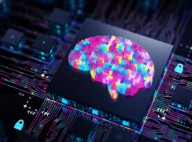 Brain Artificial Intelligence Chip. Machine Learning Digital Mind Technology Concept.