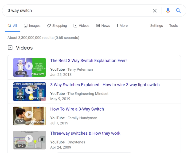 An example of a video carousel appearing in Google search