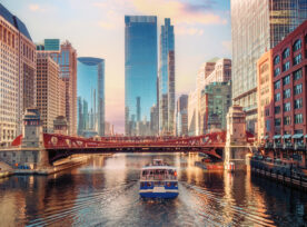 Chicago River And Cityscape