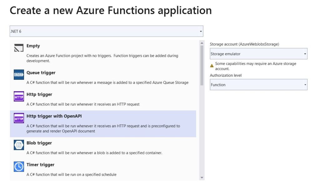 Visual Studio 2022 Azure Function Project Template