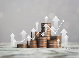 Stack Of Silver Coins With Trading Chart In Financial Concepts And Financial Investment Business Stock Growth