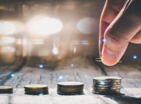 Man Hand Stacked Coins