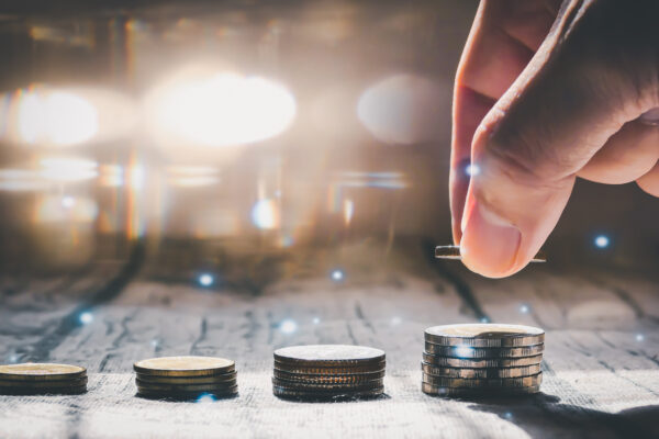 Man Hand Stacked Coins