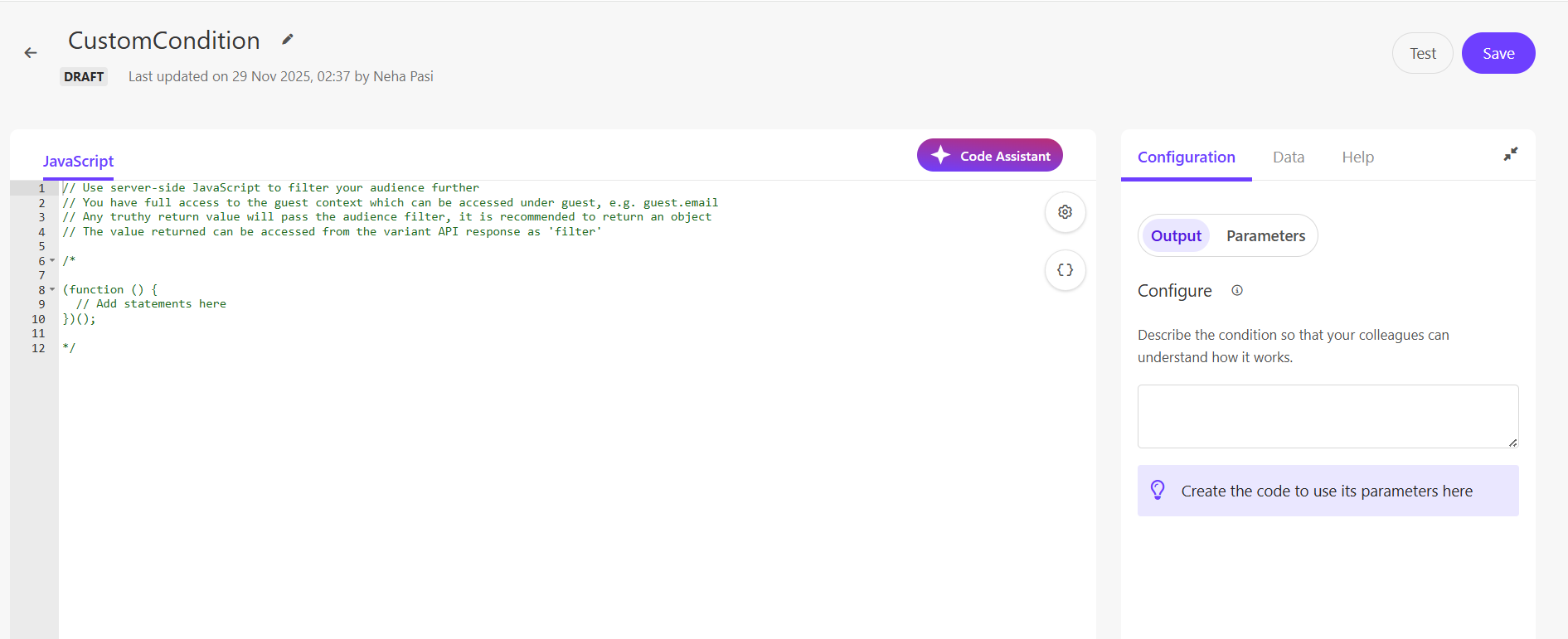 Custom Condition Editor