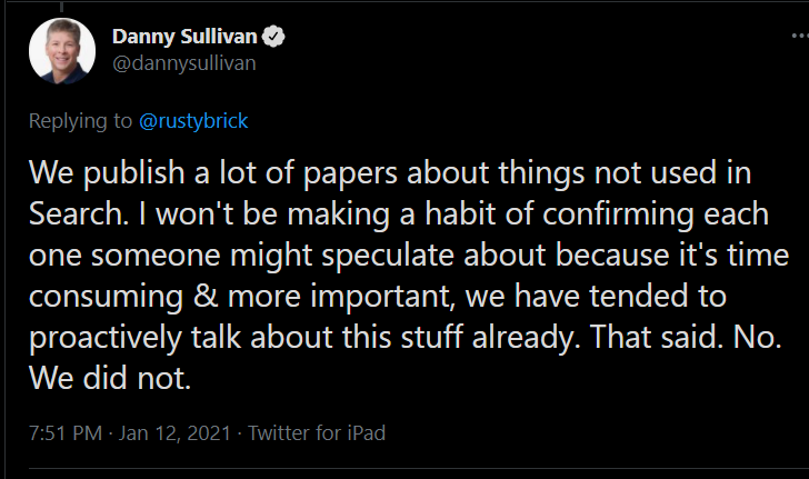 Danny Sullivan's Tweets On Not Including Smith In Search Algo