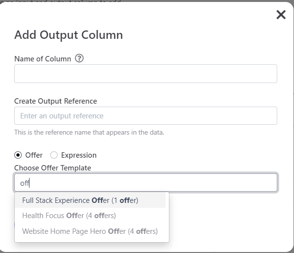 Decision Table Output Column