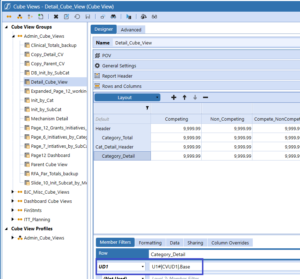 Detail Cube View Rows