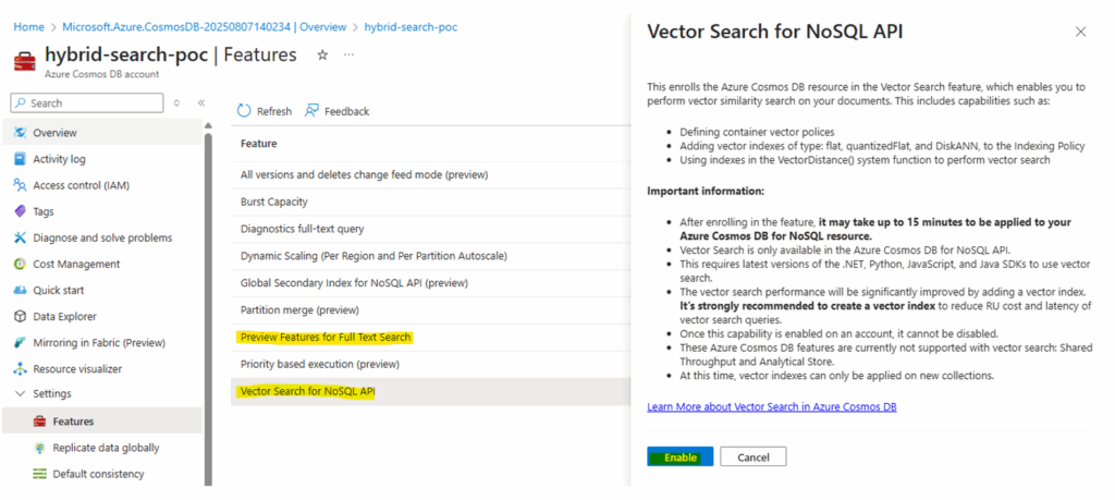 Enable Vector Search
