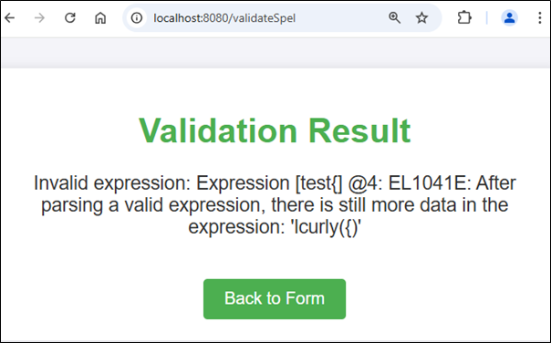 Expression Validator Result