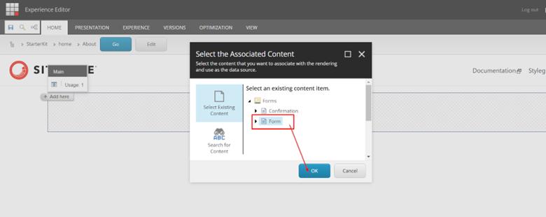Fig 6 Select The Form You Created In Sitecore