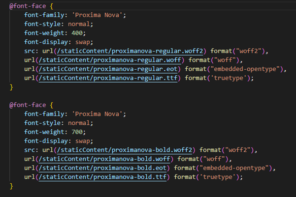 Fonts import using stylesheet file