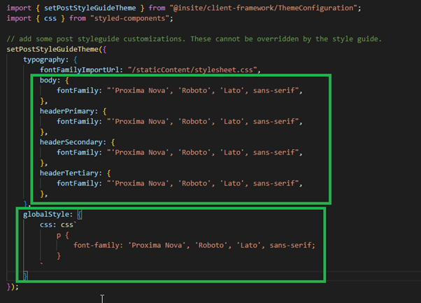 Fonts use in Start.tsx file with code option