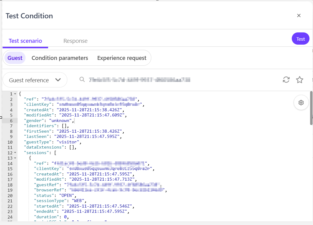 Guest Reference Test Condition