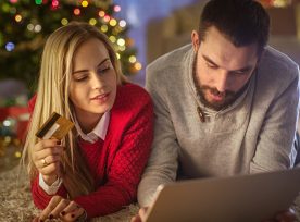 A couple doing holiday season shopping together