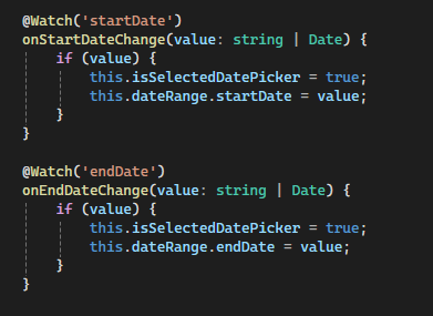 Add Watchers for Start and End Date Changes