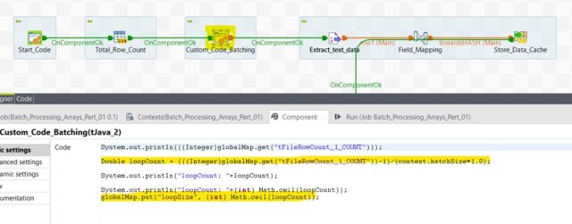 Calculate the batch / chunk by reducing the header from total row count & then divide the number by the total batch size. Take the whole number nearby which indicates the total number of batch or chunk.