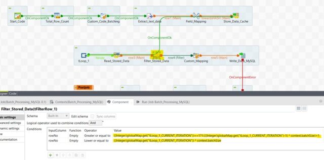 Filter the dataset using tFilterRow
