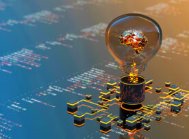 Artificial Intelligence Digital Concept Abstract Brains Inside Light Bulb