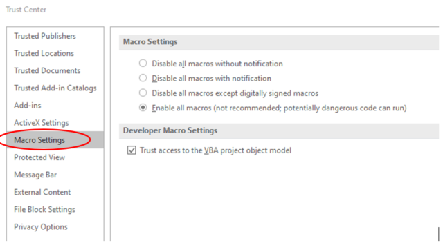 Macro Settings