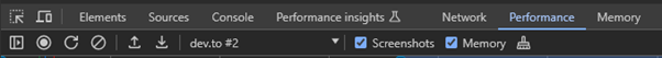 Chrome devtools performance tab