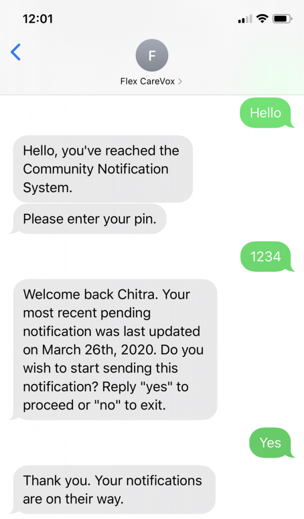 Start Notifications via SMS