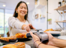 Costumer Making Contactless Payment In Cafe With Embedded Finance