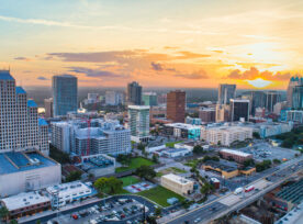 Orlando, Florida, Usa Downtown Drone Skyline Aerial