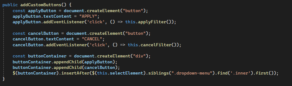 jQuery code to create Apply and Cancel Button