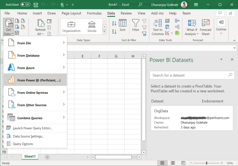 Accessing Power BI confidential data in Excel for internal organization