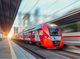 Red high-speed train