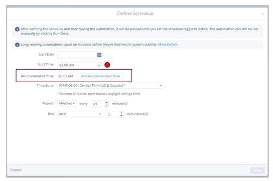 SFMC Automation Scheduling Recommendation