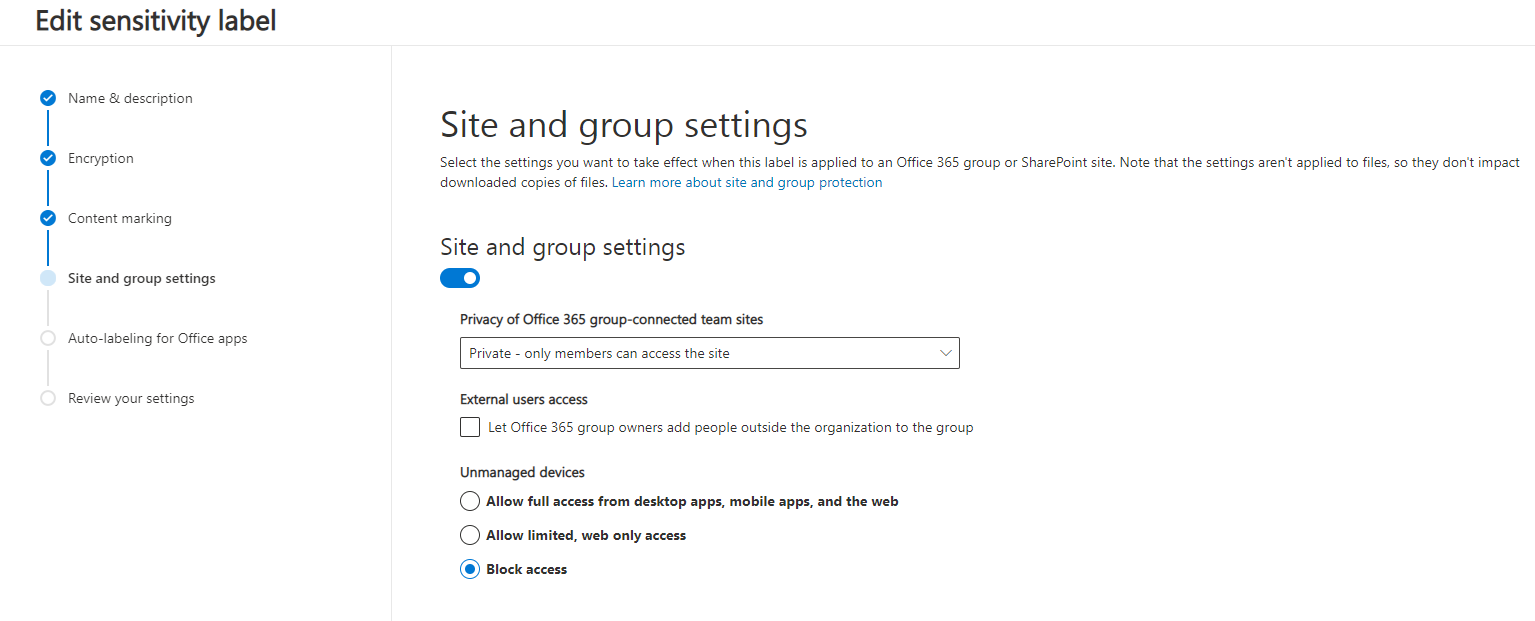 Siteandgroupsettings