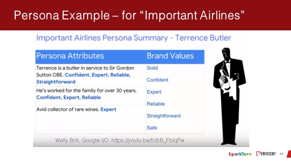 An example of persona summay of an upscale airpline business