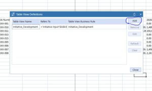 Spreadsheet Add Table View Bus Rule