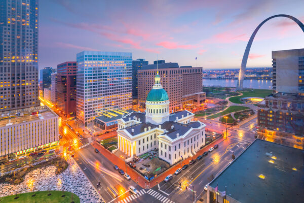 St. Louis Downtown Skyline At Twilight