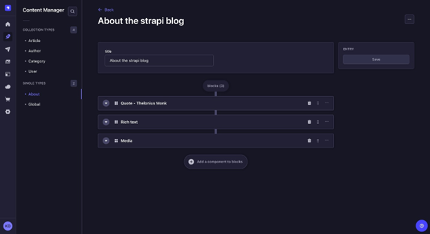 Strapi headless CMS - Content Type About Blog