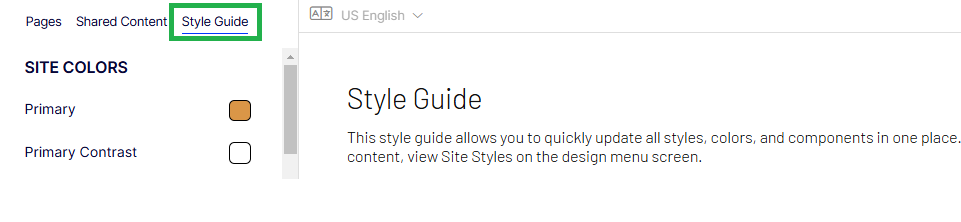 Style guide section admin