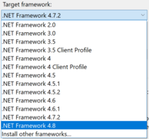 Target .NET Framework Selector