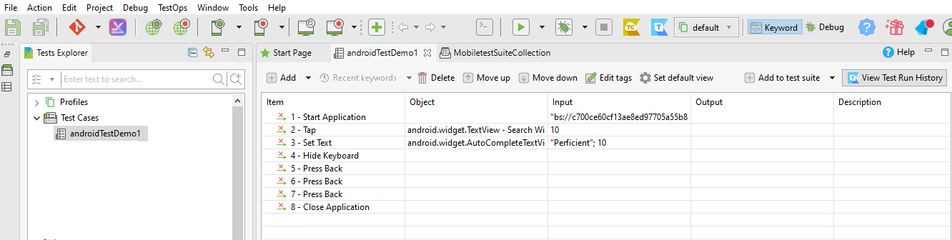 Adnroid Testcases in katalon studio