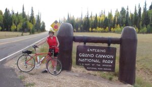 Andrea biking at the Grand Canyon