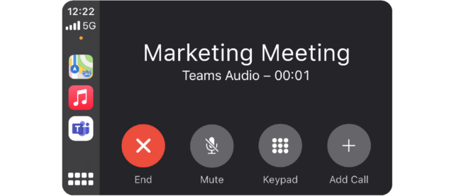 Screengrab of Microsoft Teams Meeting in Apple Carplay
