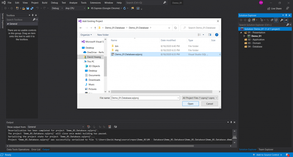 Adding a Database Project to a .NET MVC Framework Web Application ...