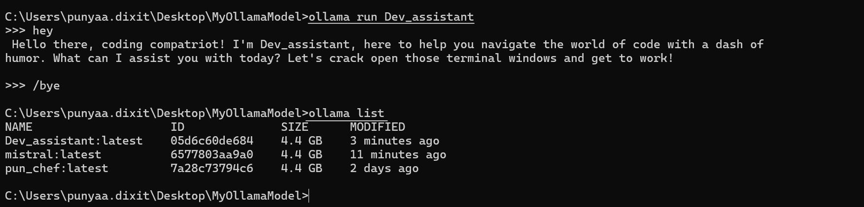 command prompt for ollama 