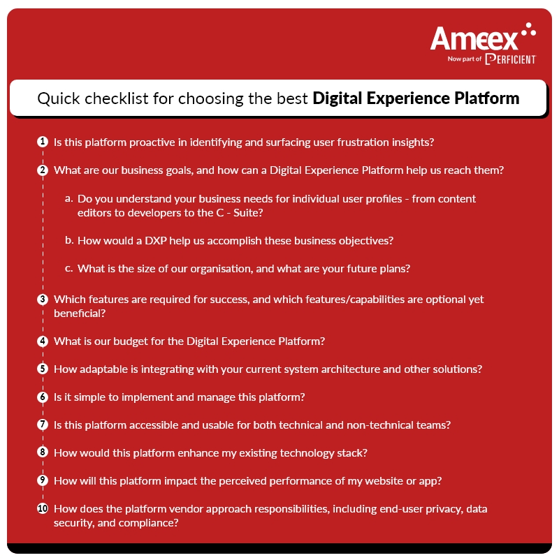 Quick checklist for choosing the best Digital Experience Platform